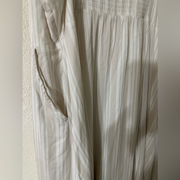 Torrid Dress Sleeveless Beige/White Challis Asymmetrical Button Front Size 2 - Picture 5 of 7